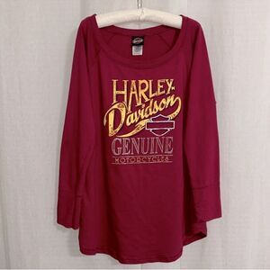 Harley Davidson XXL Burgundy Gold Blue French Terry Cloth Sweatshirt